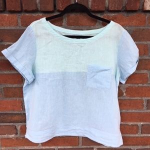 Large Old Navy Two Toned Linen Boyfriend Shirt